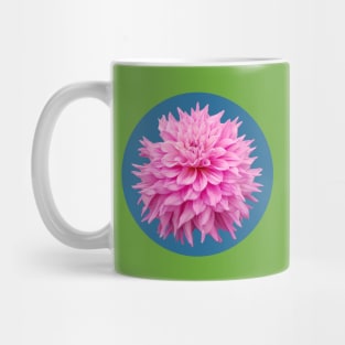 Hot Pink Ball Dahlia Blue Circle Flower Mug